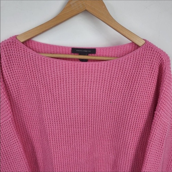 French Connection Waffle Knit Millie Mozart Slash Neck Sweater | SMALL | NWT - Picture 6 of 9